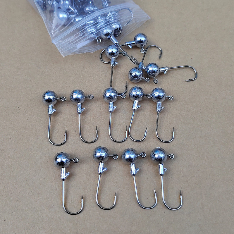 50 Natural Colored Lead-Head Hooks Per Bag