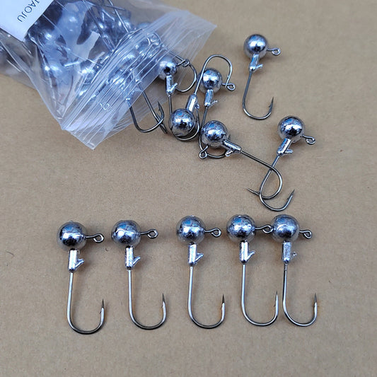 50 Natural Colored Lead-Head Hooks Per Bag